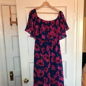 Bright Floral Donna Morgan Off The Shoulder Dress